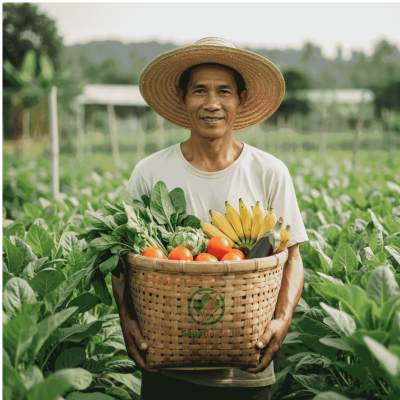 Petani mitra SegarInstan sedang memanen sayuran